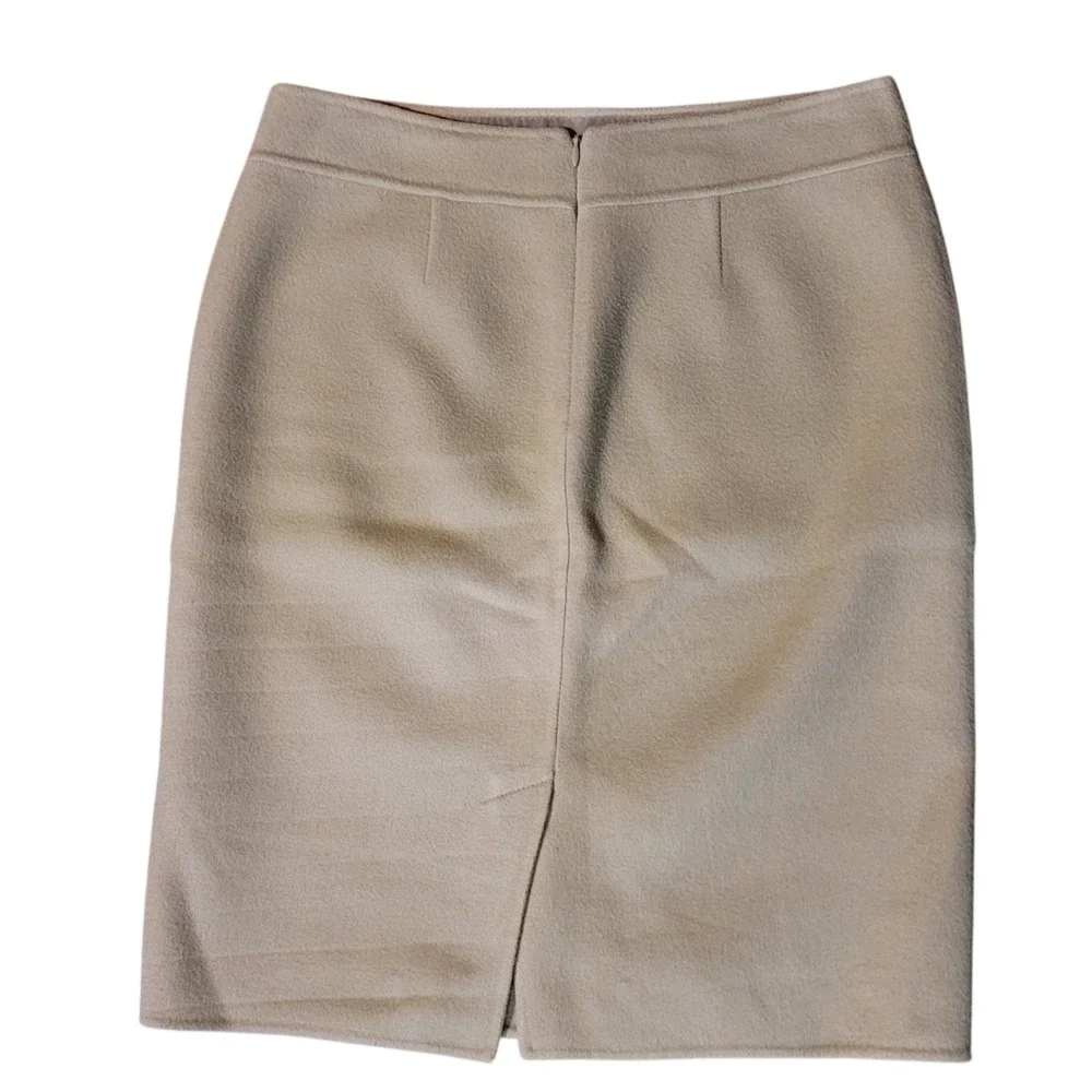 EUC Talbots 4P Beige Wool Midi Skirt‎ Pencil Office Career Romantic Twee